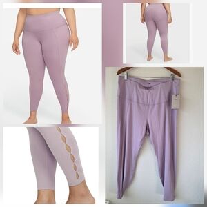 Nike Yoga Training Dri-FIT Cutout 7/8 Leggings Purple Plum Fog Plus Size 2X